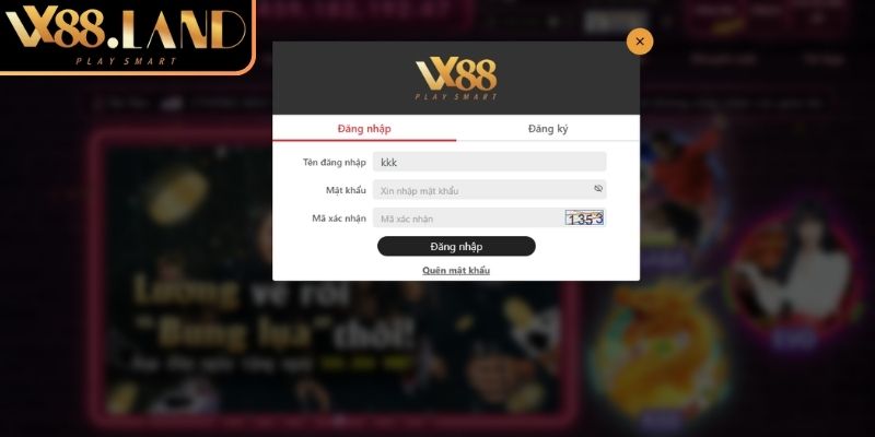 Biểu mẫu đăng nhập VX88